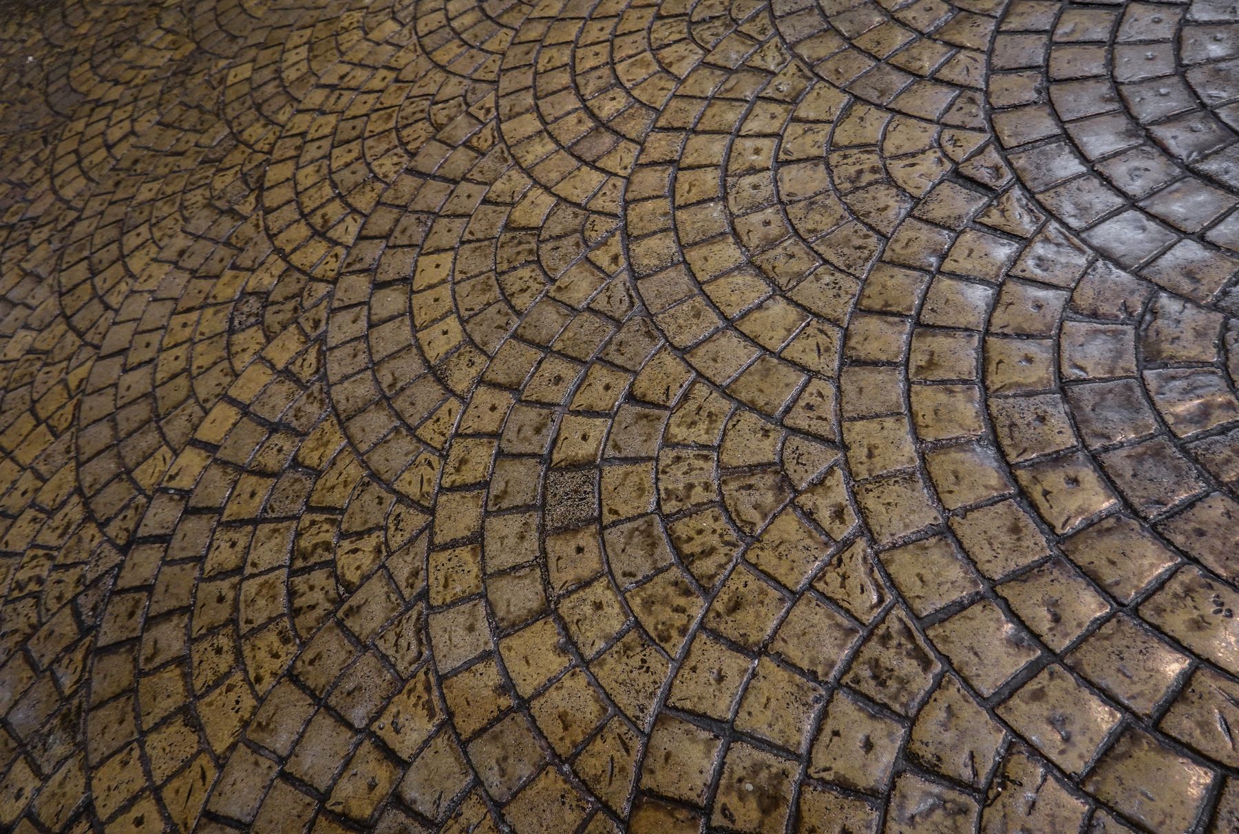 Close-up of a stamped decorative concrete pattern